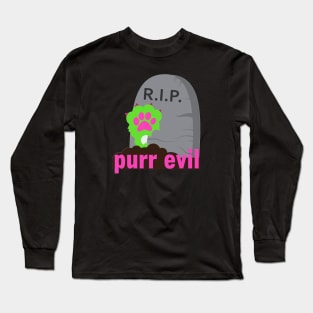 Purr Evil Zombie Cat Long Sleeve T-Shirt